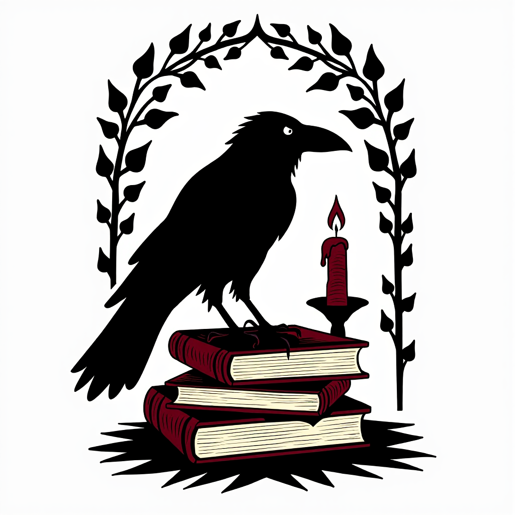 Dark Academia Raven & Books Tote Bag | Gothic Bookworm Gift